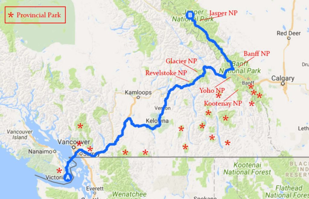 British Columbia Provincial Parks Map Mt. Revelstoke, Glacier, Yoho National Parks (British Columbia) -  Patchwork&Pebbles