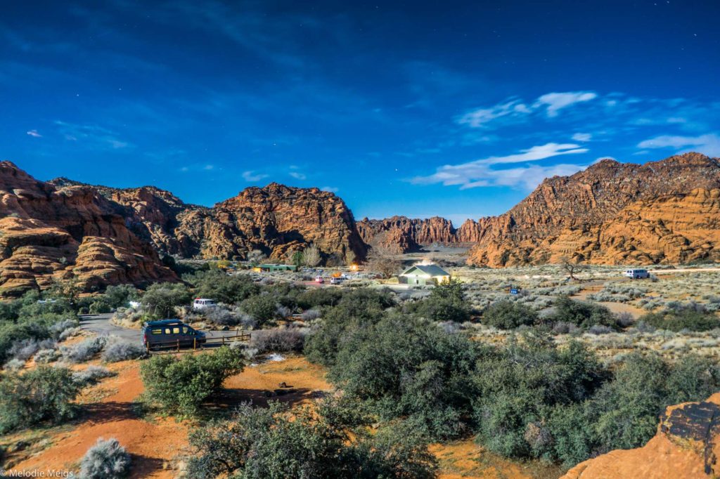 snow canyon state park, UT at night